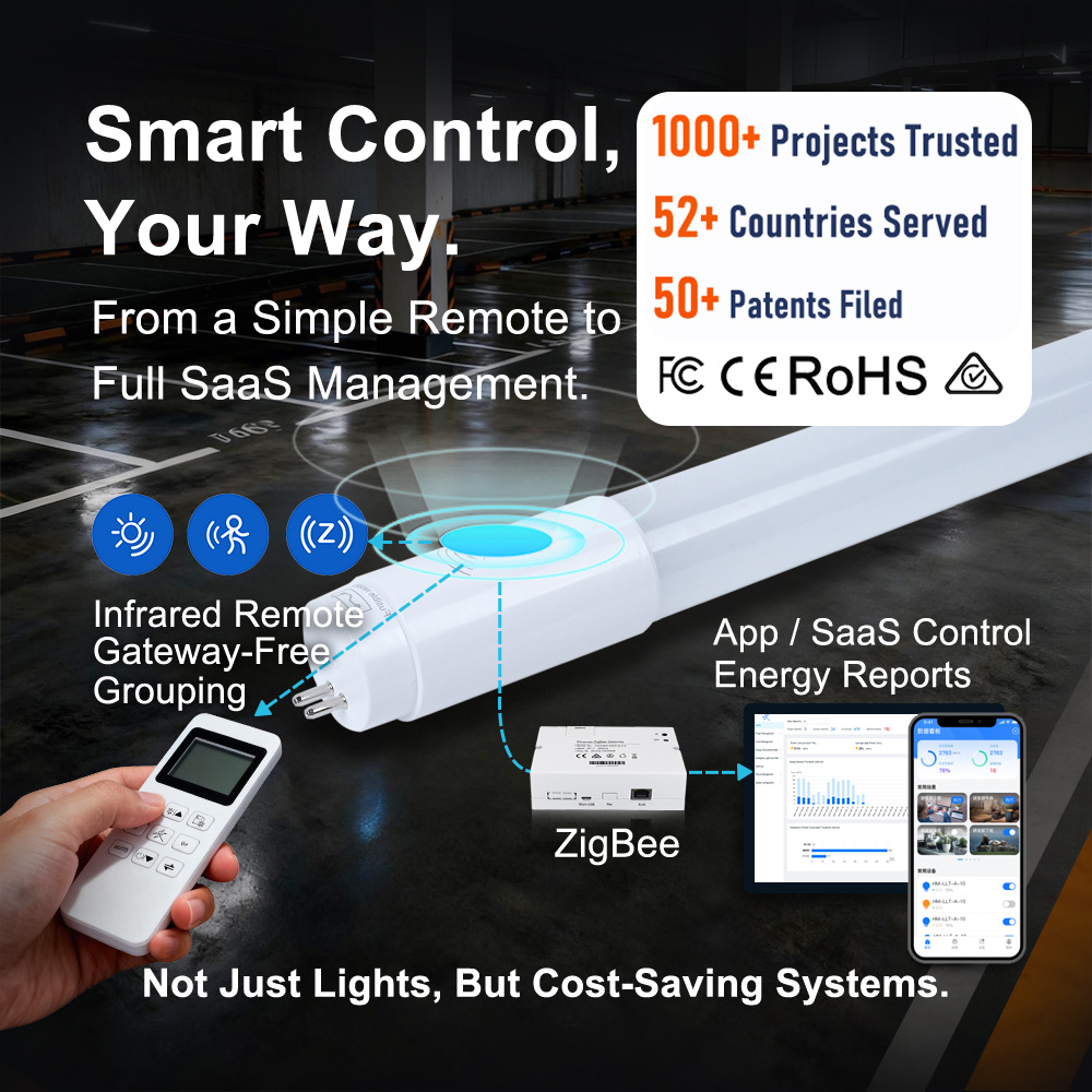 Amelech Remote Dimming Sensor Daylight Zoning Grouping Led Tubes Light Built-In Microwave Sensor Smart Led Lighting