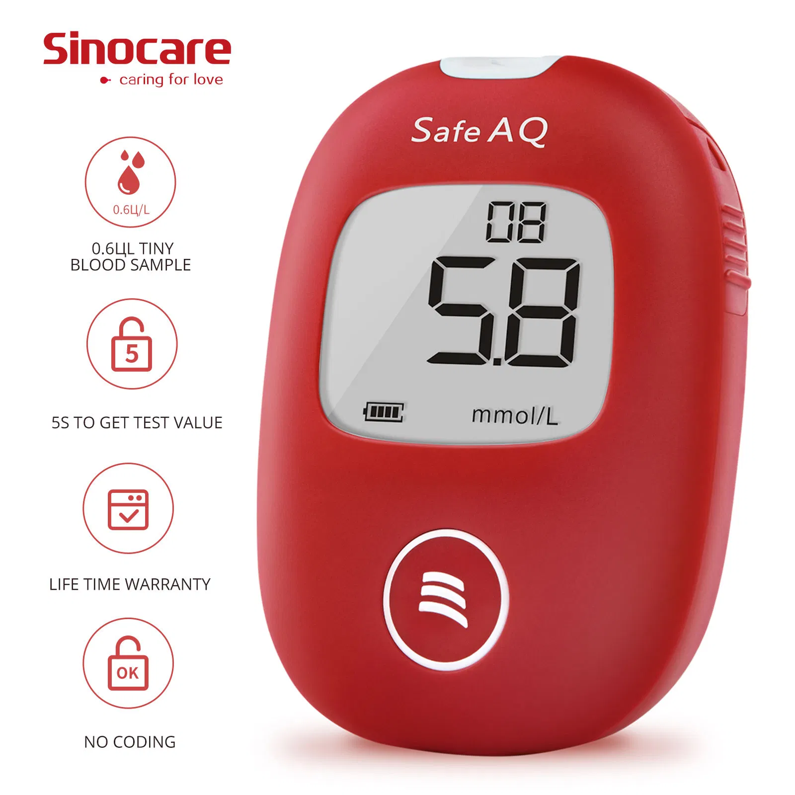 Sinocare Glucose Control Continuous Glucose Monitoring Devices Self Monitoring Blood Glucose Meter