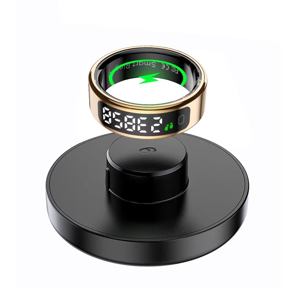 Hyperliving Steel NFC Smart Ring Health Care Fitness Tracker GPS Touch Screen Monitoring Heart Rate Sleep Activity for Elders