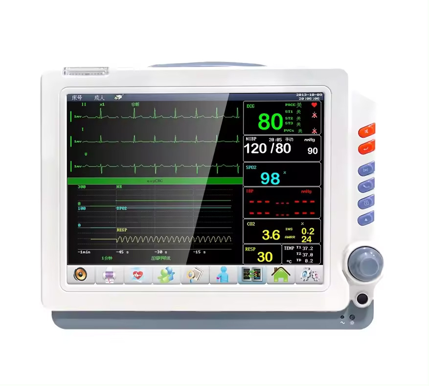 Medical Pet Remote Patient Monitoring Devices Pr ECG Temp SpO2 NIBP Hr Resp 12 Inches Patient Monitor
