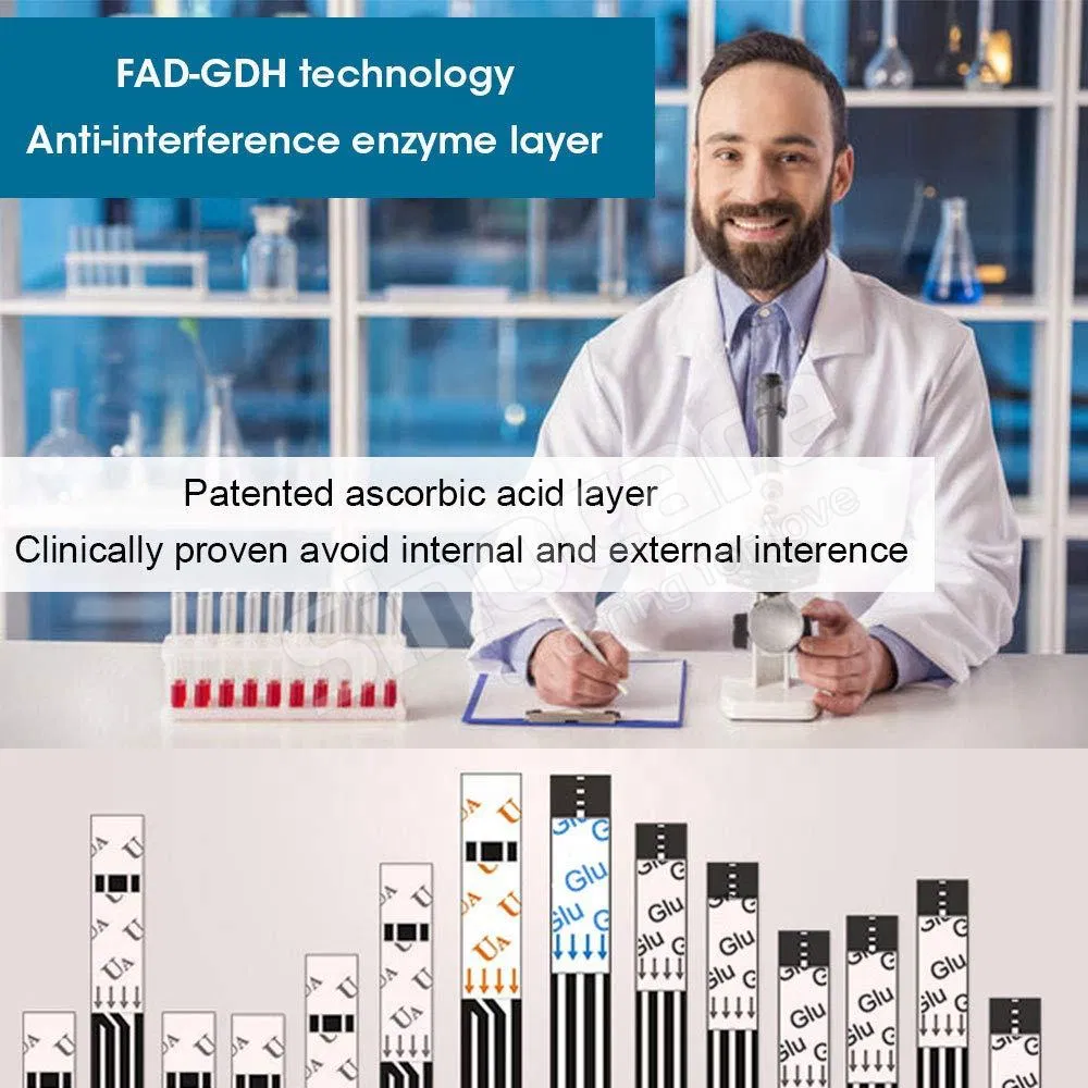 CE Approved Sinocare Large Memory Household Ua Tester Safe Aq Ug Blood Glucose and Uric Acid Monitoring Device Single Meter