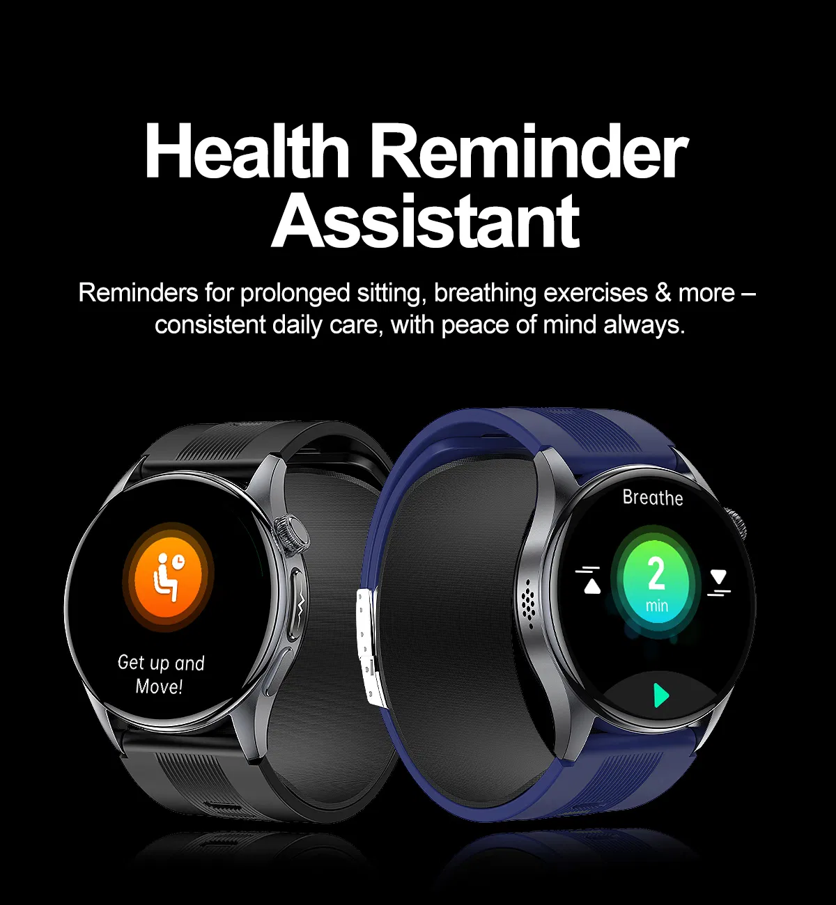Newest High Quality ECG Airbag Blood Pressure Heart Rate Monitoring Round Smart Watch Amoled Screen Sos Bt Calling Elderly Health