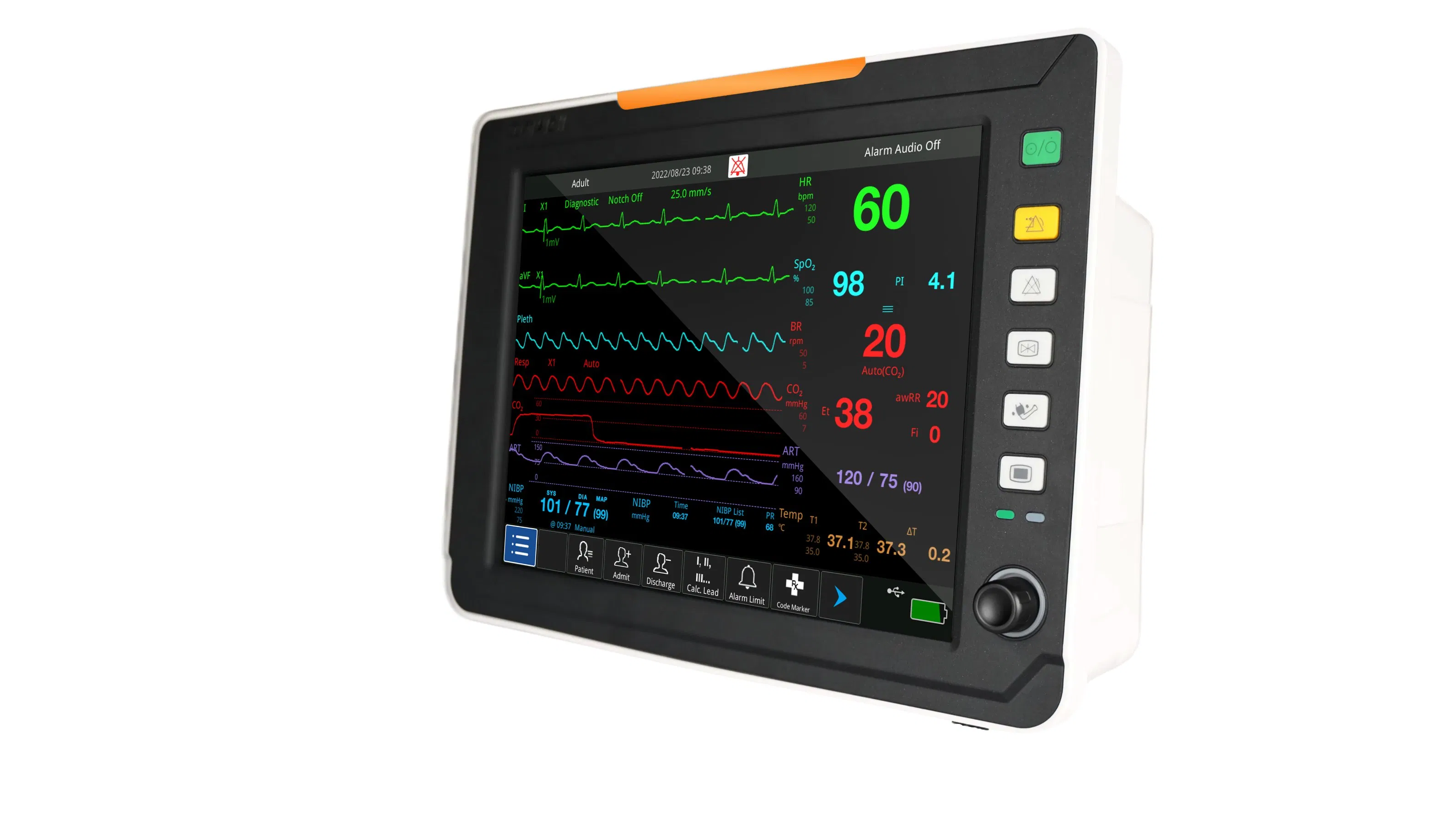12.1-Inch Portable Wireless Bedside Vital Sign Patient Monitor with Printer Option for Surgical Instrument