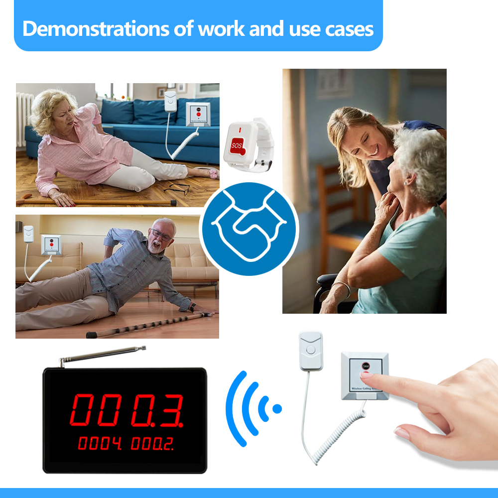 Medical Paging System with Wearable SOS Alert, Nurse Station Central Monitor &amp; Bedside Call Point for Elderly Care