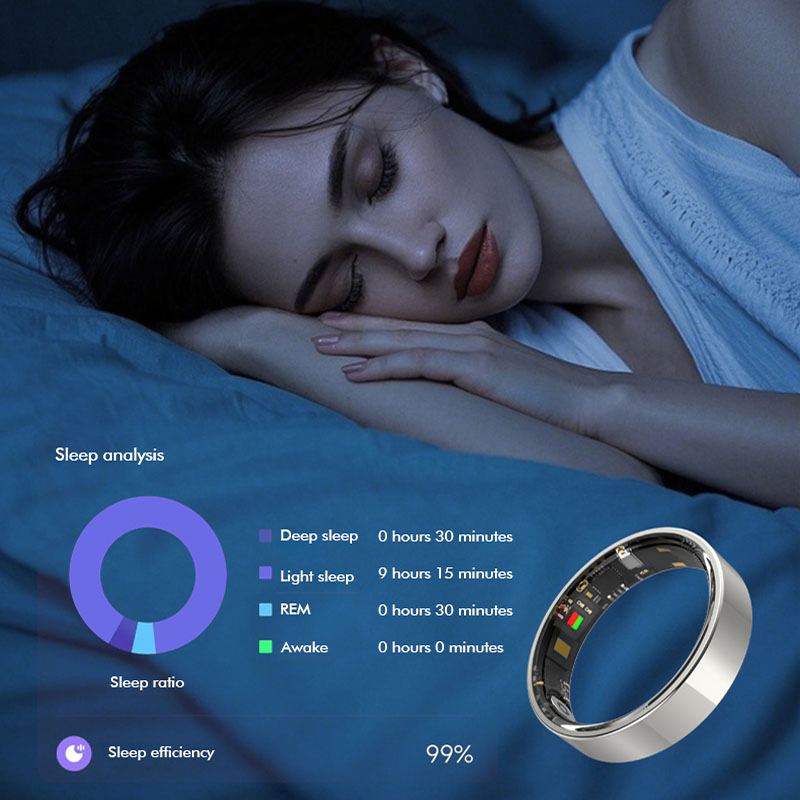 Ultra-Thin Fitness Tracker Men Women Heart Rate Blood Pressure Monitoring Waterproof Smart Ring