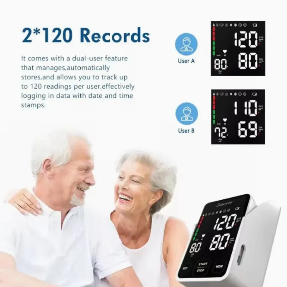 New Large LCD Cheap Price Automatic Portable Upper Rate Blood Pressure Remote Monitoring Rechargeable
