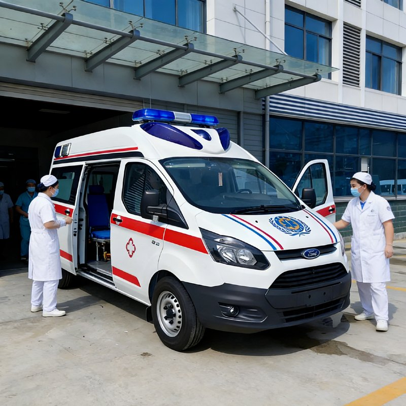 2026 Ford 4×2 Monitoring Emergency Rescue Ambulance with Light Bar Ambulance Fire Red
