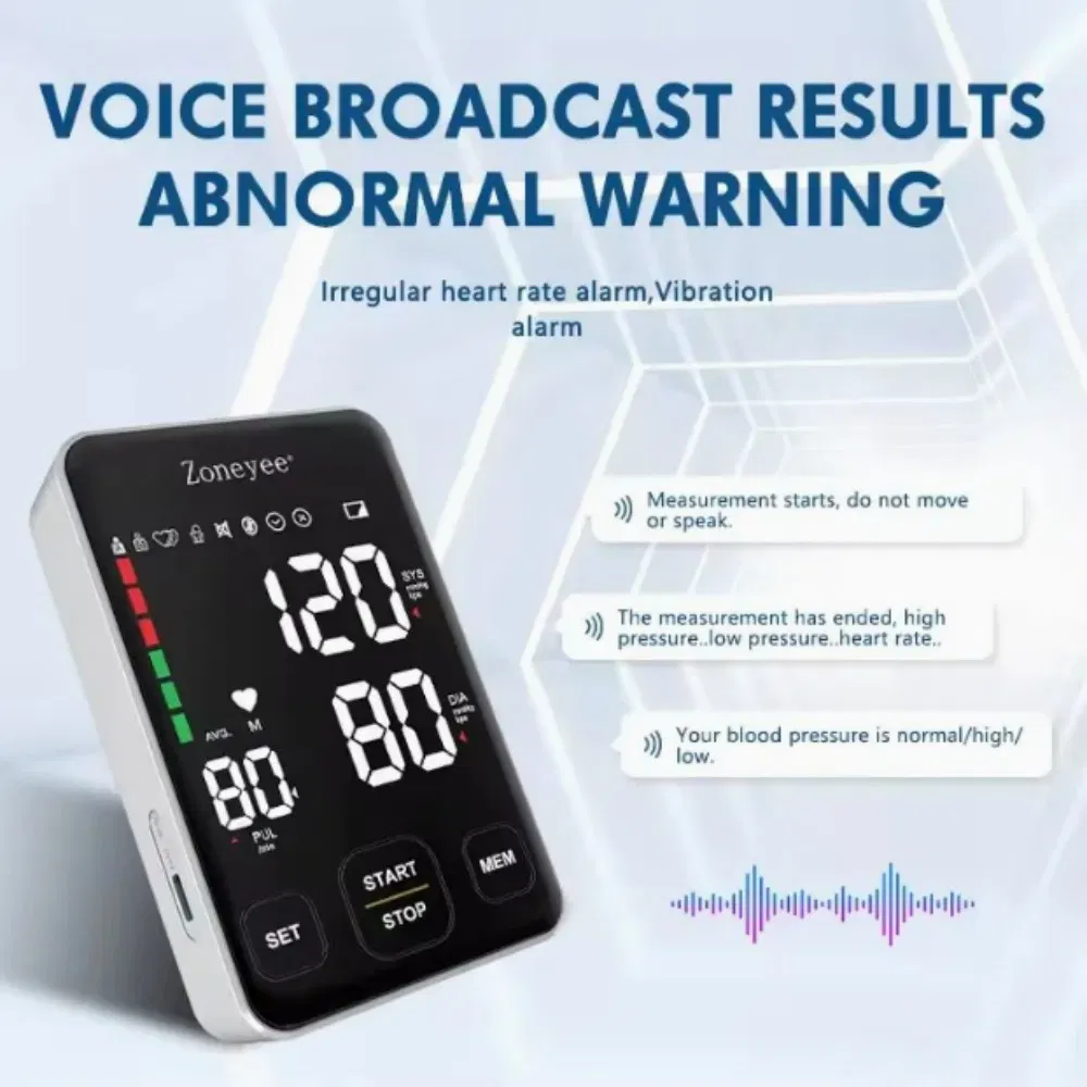 New Large LCD Cheap Price Automatic Portable Upper Rate Blood Pressure Remote Monitoring Rechargeable