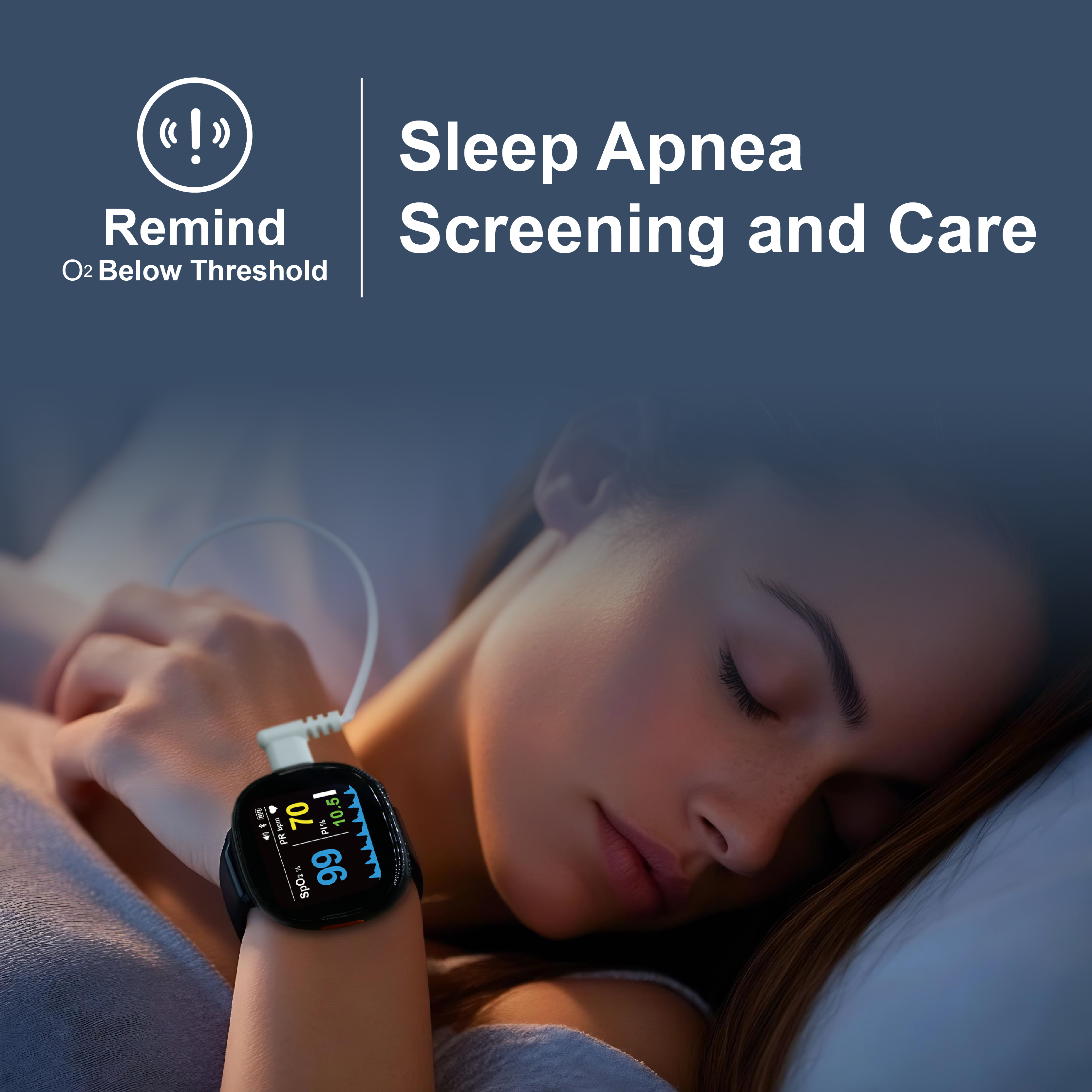 BERRY BM2000A Sleep Health-care Pulse Oximeter 24-Hour Continuous Monitoring Bluetooth Rechargeable Battery Color Electricity