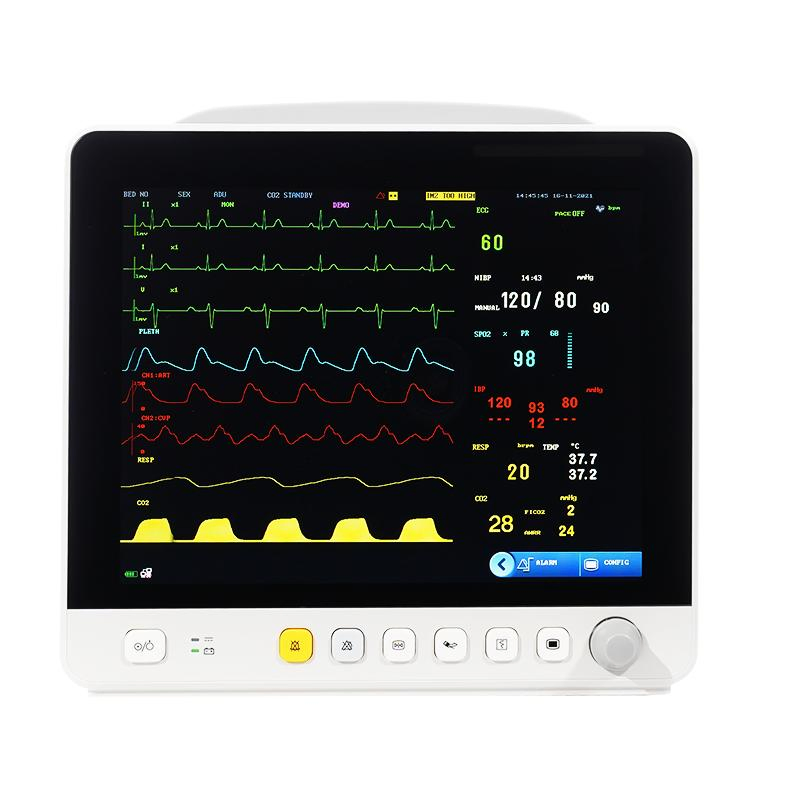 Bedside ICU Patient Monitor in Hospital Health Monitoring System Blood Pressure ECG Resp SpO2