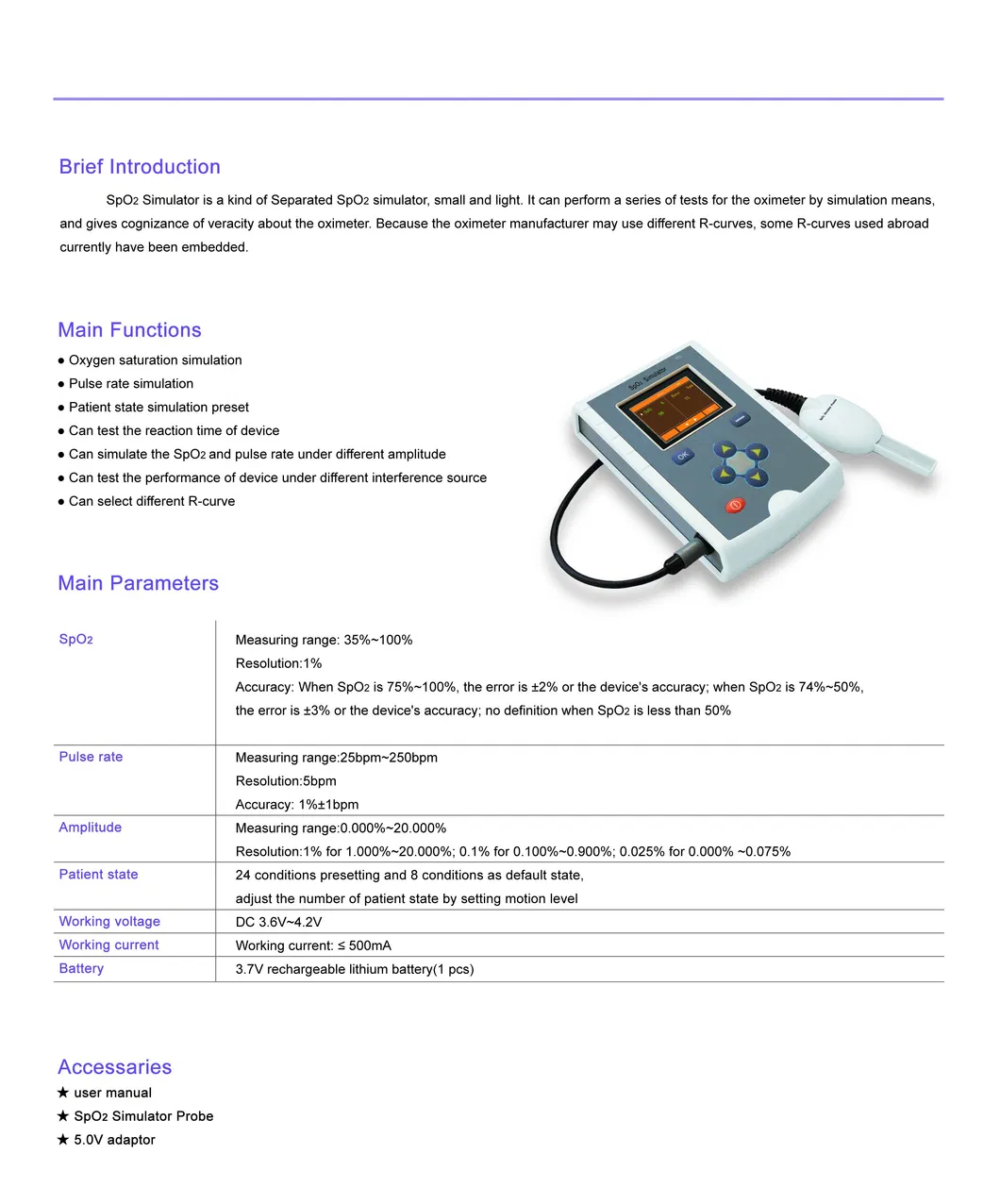 ECG EKG Pulse Oximetry Simulator