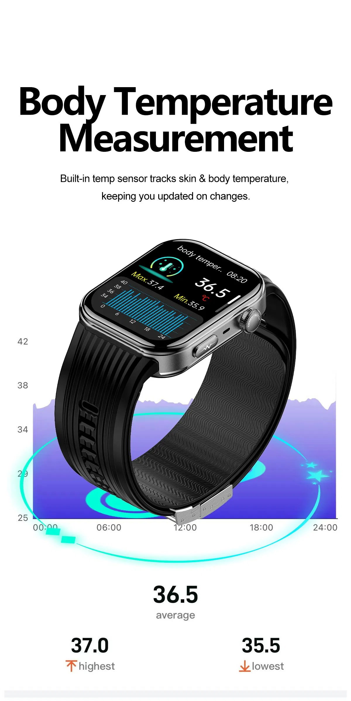 Wholesale High-End ECG Airbag Blood Pressure Heart Rate Monitoring Square Smart Watch Amoled Screen Sos Fall Alert Calling Elderly Health