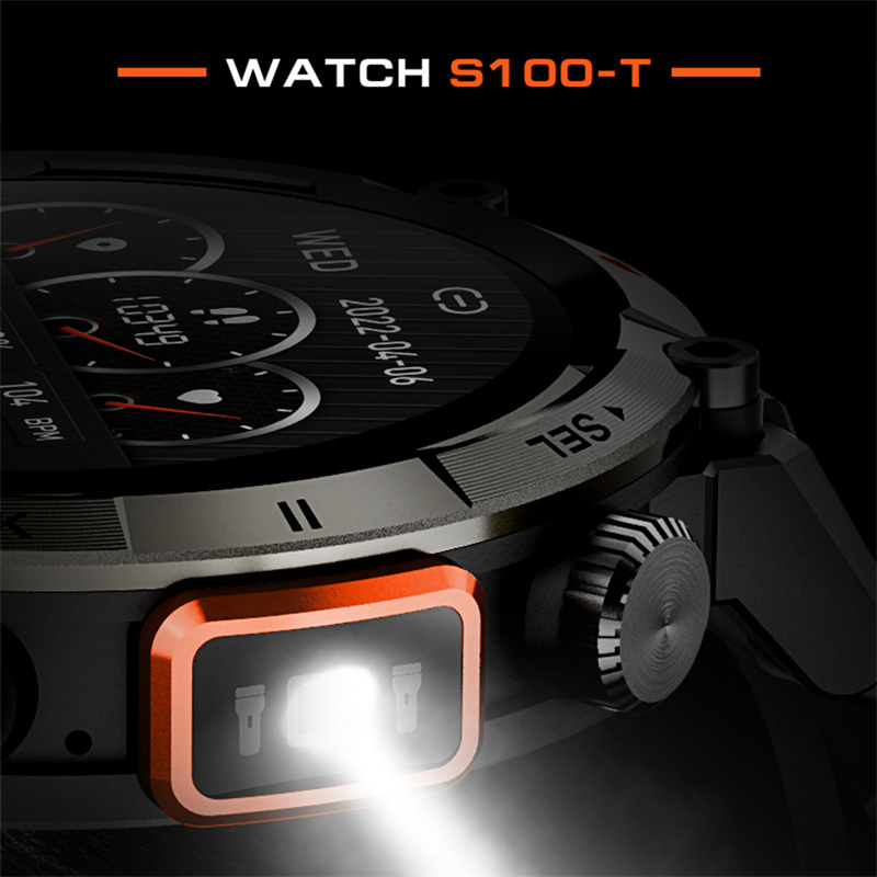 Blood Pressure Monitoring S100-T Bluetooth Calls Music Control TFT Screen Silicone Strap Smart Bracelet