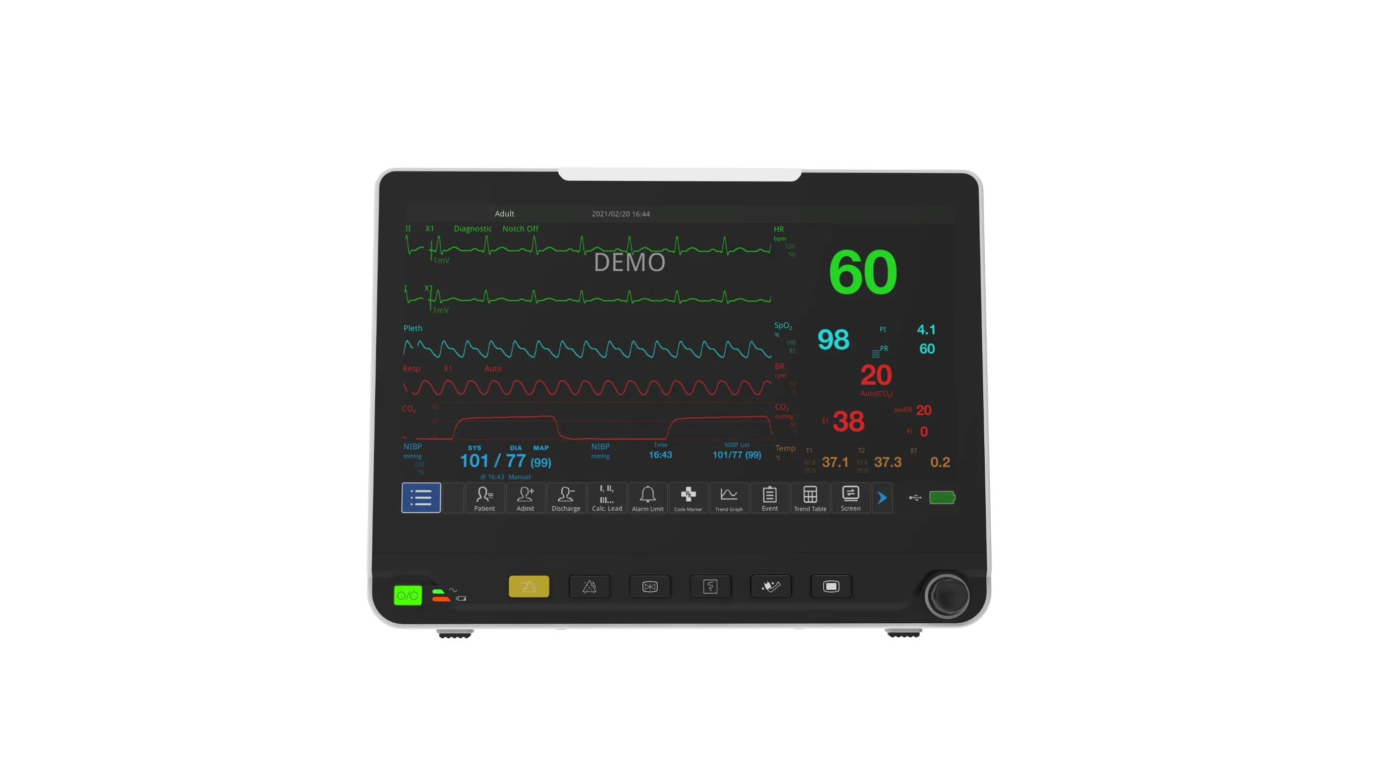 Medical Cardiac Bed Side Patient Monitor Device Wall Mount Large Screen