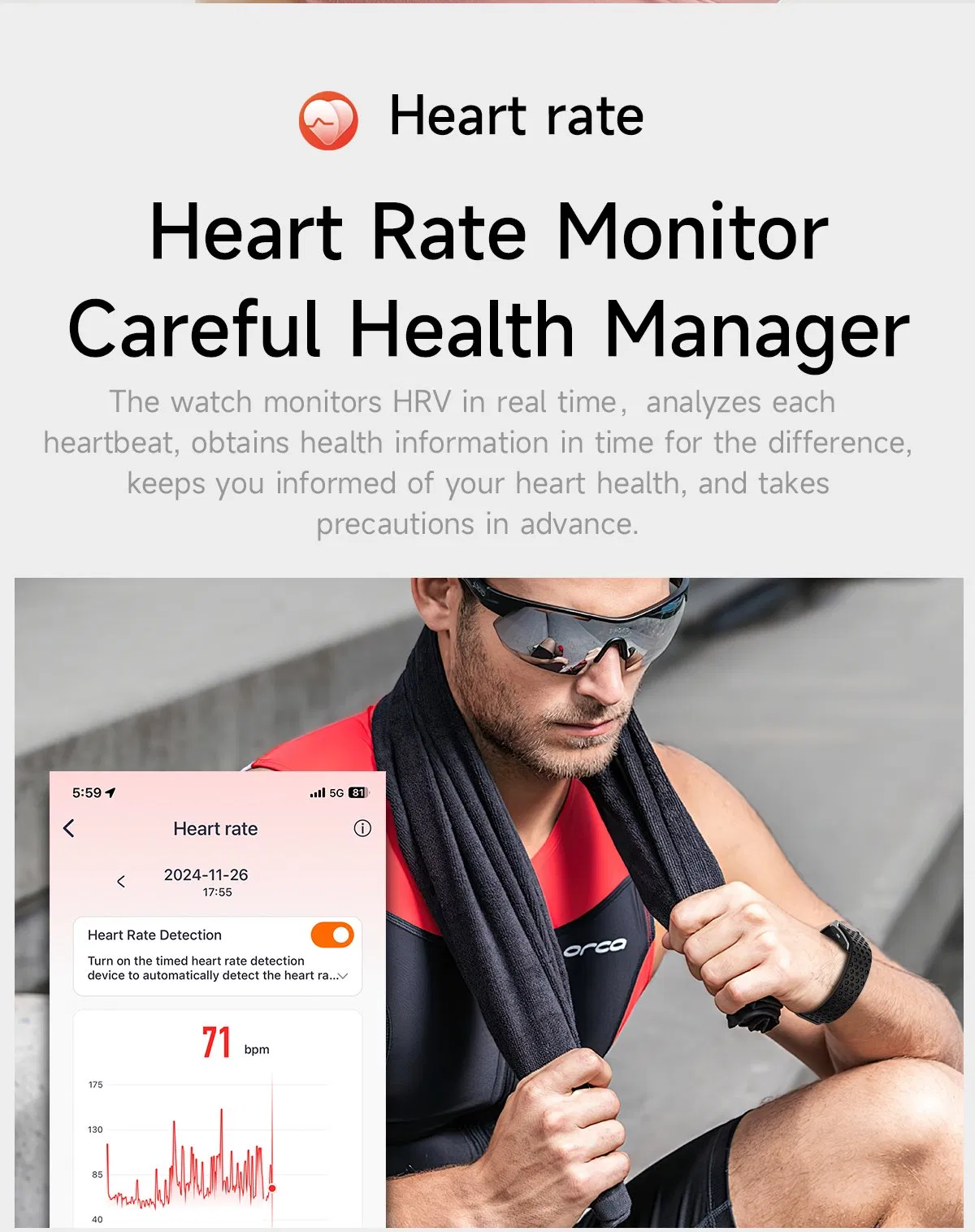 Custom Sdk IP68 Sport Waterproof Heart Rate Monitoring Fitness Watch Sensor Measuring Health Smart Activity Tracker Without Display