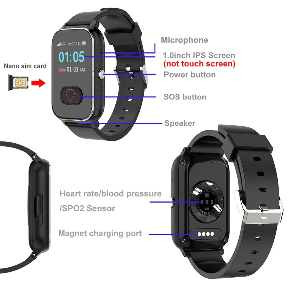 New launched 4G LTE Senior fitness tracker Smart GPS Watch with Heart Rate Blood Pressure Fall down Alert D46
