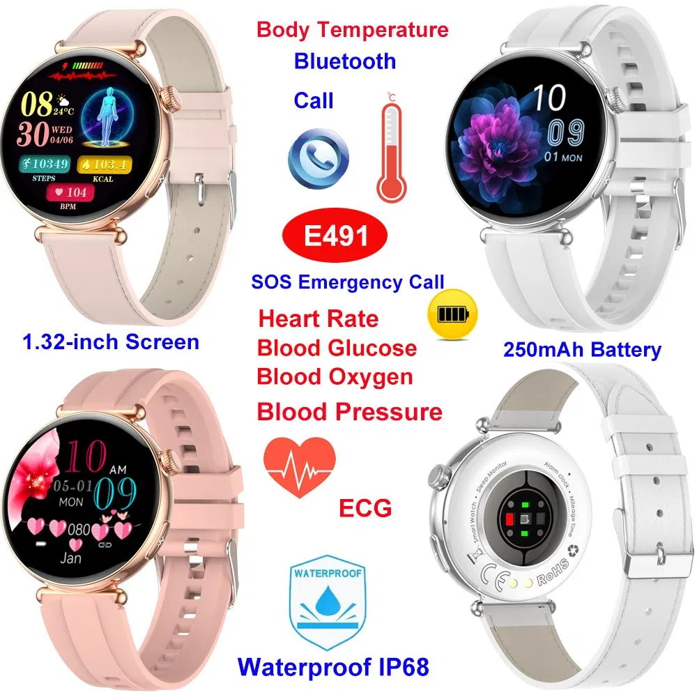 Professional IP68 Waterproof ECG Health Electronic Bluetooth Smart Watch with 24H Heart Rate Monitoring E491