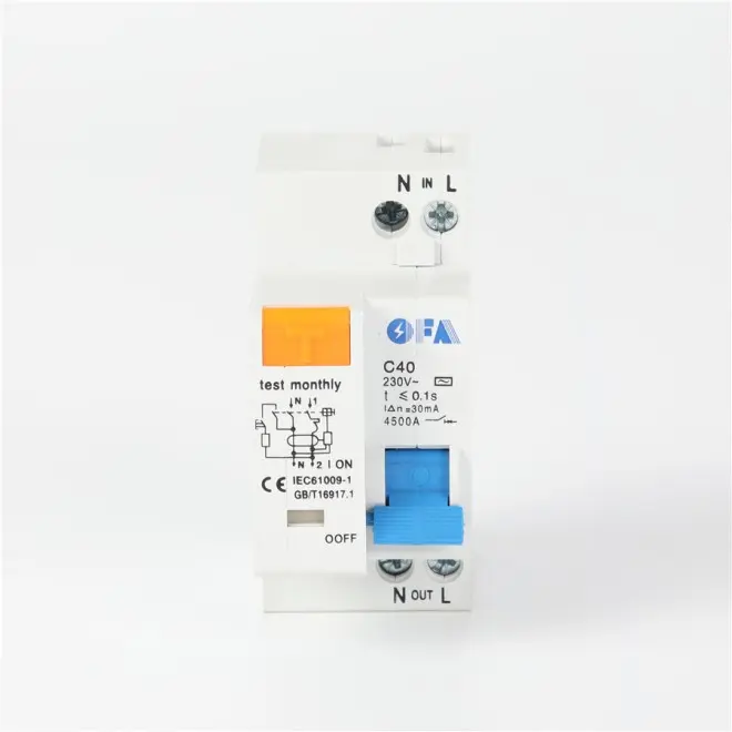 OFDPN 2P40A High-Performance Two-Pole Earth Leakage Circuit Breaker (RCBO)