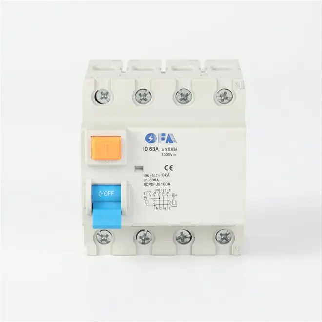 OFID 4P High-Performance Four-Pole DC Residual Current Operated Circuit Breaker (RCCB)