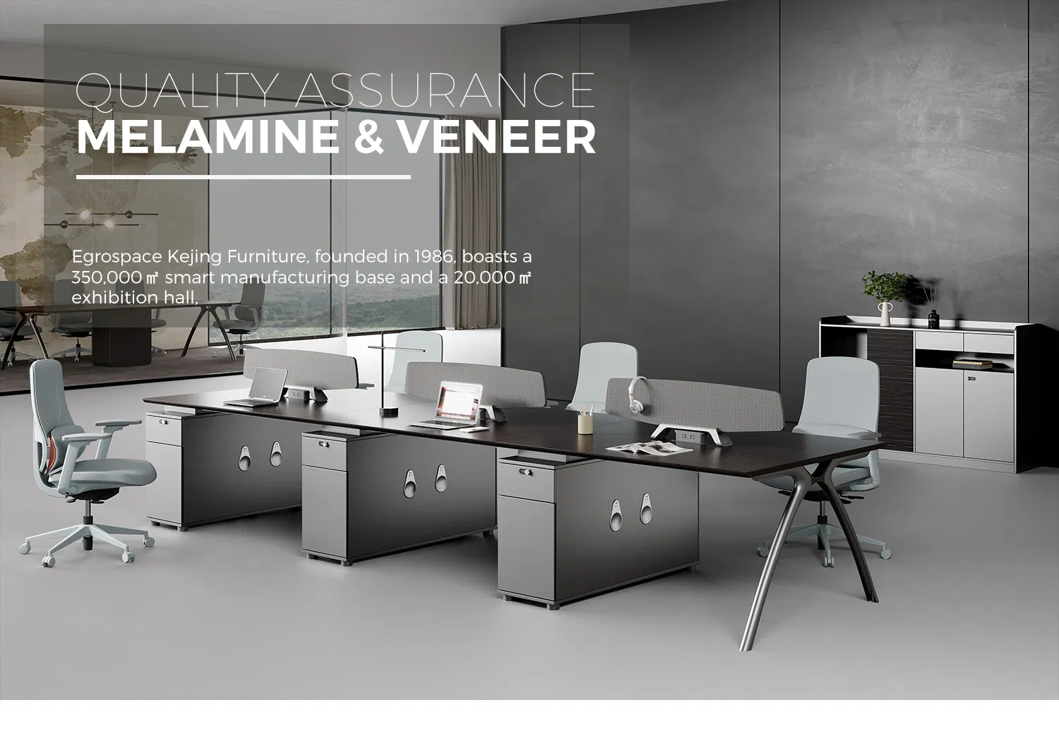 Office Desk 4 Person Cluster