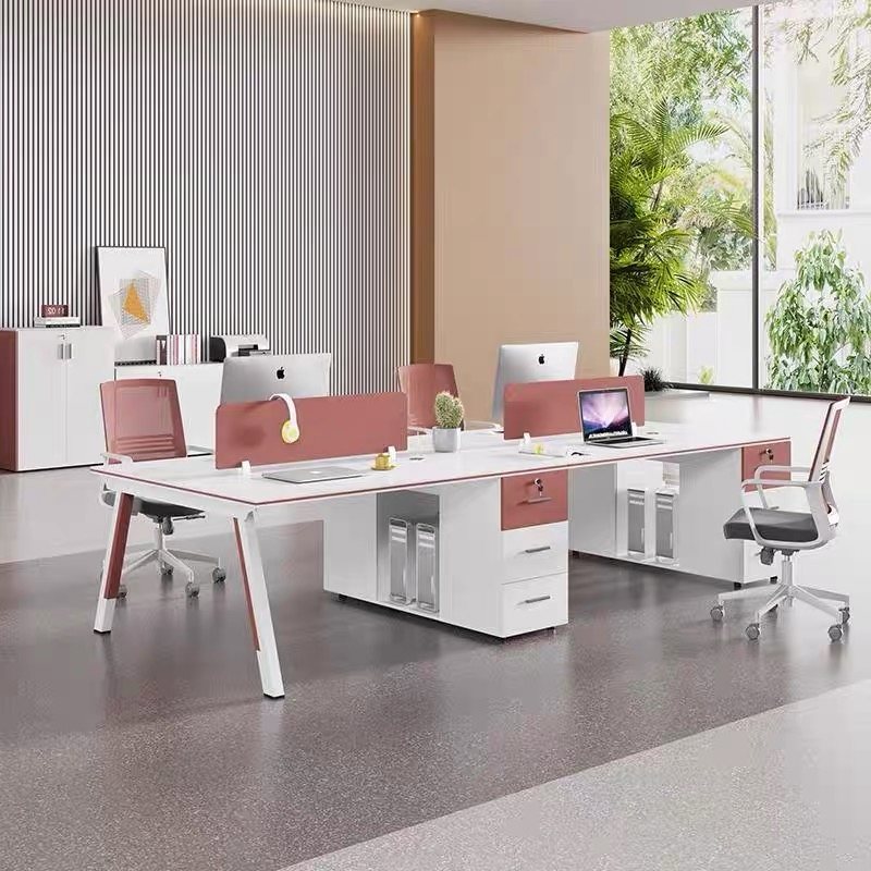 Melamine Modular Office Cubicle Modern Design Office Partition Workstation with File Cabinets