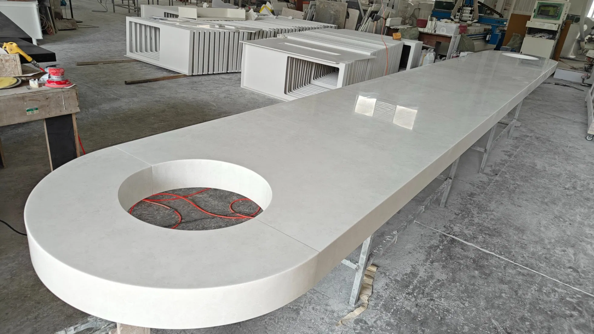 OEM Factory Customized Design Solid Surface Reception Desk Acrylic Corian Desk Artificial Stone Reception Desk Restaurant Furniture Desk Office Desk