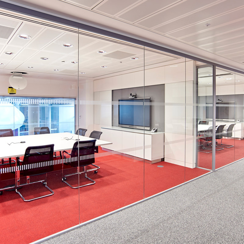 Acoustic 12.38mm 10mm Single Glazed Frameless Laminated Glass Office Partitions