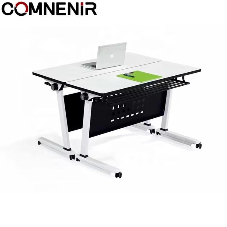 Adjustable Student School Room Computer Desk Flip Top Movable Foldable Table Wheels Training Meeting Conference Study Office