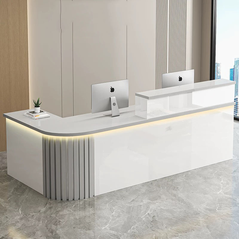 Minimalist Office Furniture Wood Register Beauty Salon Bar Front Table Reception Desk