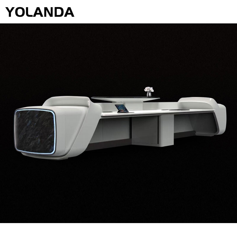 Yolanda Customized Modern Office Furniture MDF Painted Front Table Hotel Hospital Salon Reception Bar Personalized Desk
