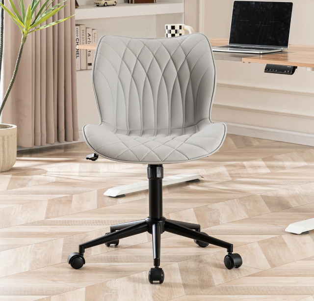 Ergonomic Task Chair - Comfortable Armless Desk Chair with Wheels