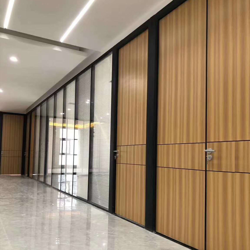 Soundproof Double Glazed Framed Glass Wall System Glass Office Partition Clear Glass Partition for Commercial Building