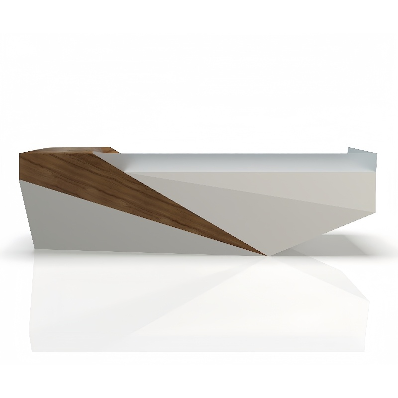 Wood and Corian Style Luxurious Custom Information Reception Desk