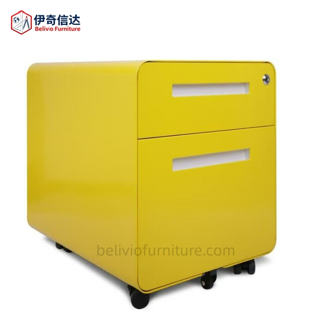 Compact Metal File Cabinet 3 Drawers Rounded Corners Mobile Pedestal Home Bedroom School Work-White Grey Black Steel Storage