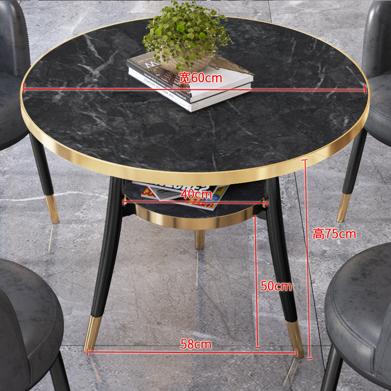 Sleek Two-Tier Round Table Elegant Lightweight Lounge Table Black Marble Effect Coffee Table for Indoor and Outdoor Use