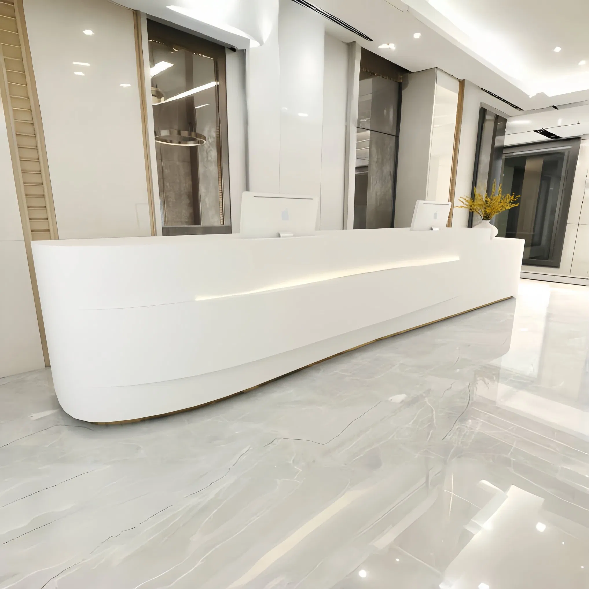 Premium Customizable Arch Round Solid Surface Reception Desk for Hotels Hospital