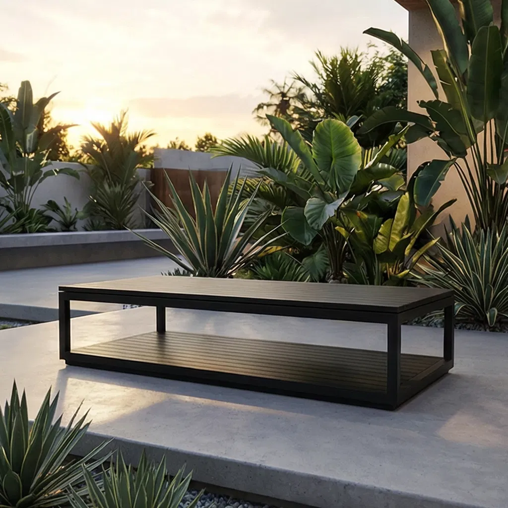 Sleek Aluminum Outdoor Coffee Table with Swivel Lounge for Sofas