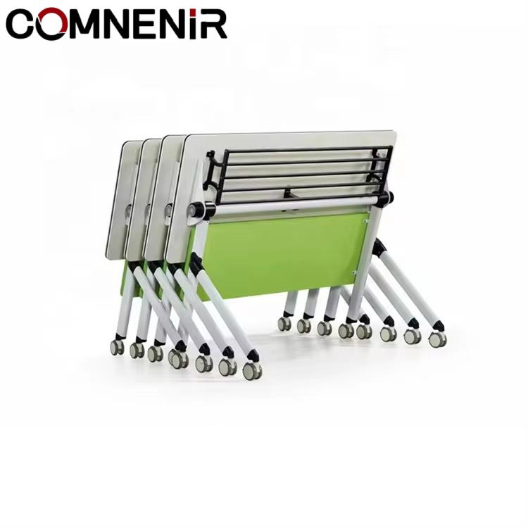 Adjustable Student School Room Computer Desk Flip Top Movable Foldable Table Wheels Training Meeting Conference Study Office