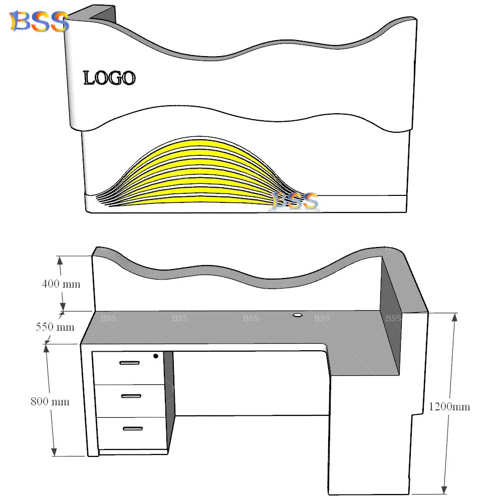 LED Reception Desk for Beauty Salon Customized High Quality Solid Surface Commercial Beauty Clinic SPA Receptionist Front Desk