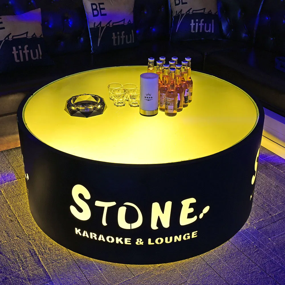 Outdoor Glowing Bar Nightclub Luminous Center Bar Coffee Table LED Hookah Lounge Furniture Round Bar Tables