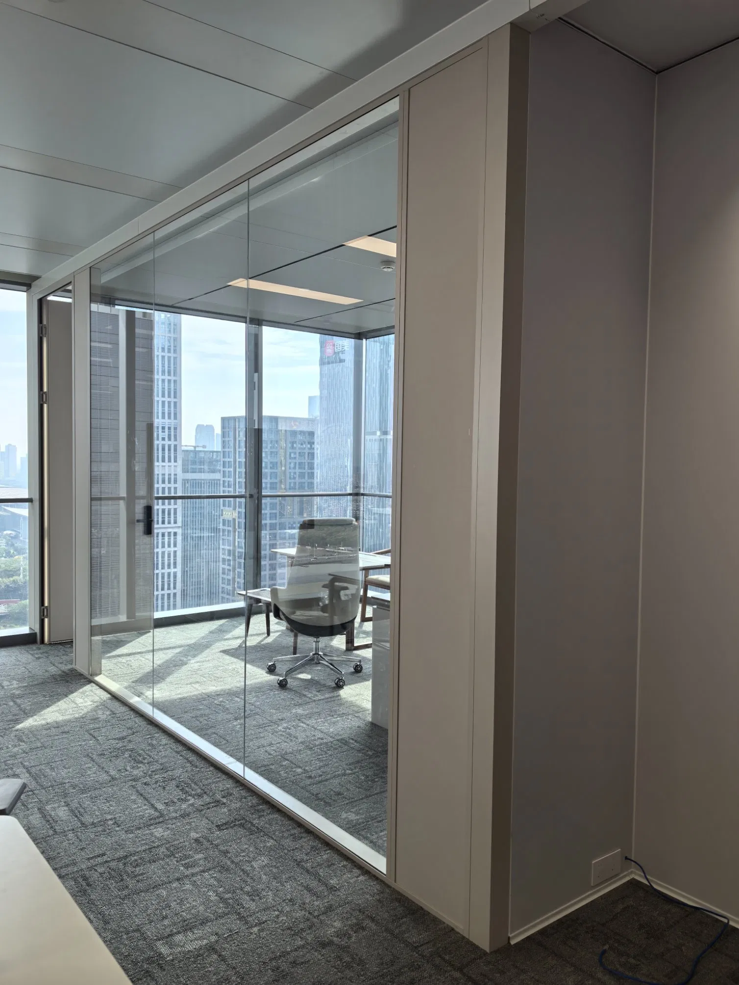 Aluminium Modular Space System Division Wall Clear Glass Office Furniture Partition