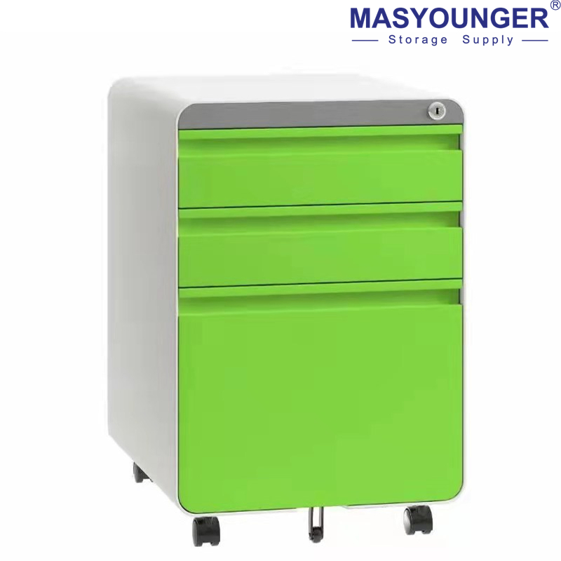 Mobile Metal Office Pedestal with Wheels and 3 Storage Drawers