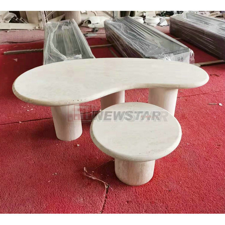 Modern Lounge Furniture Marble Side Table Irregular Cloudy Carrara White Marble Coffee Table