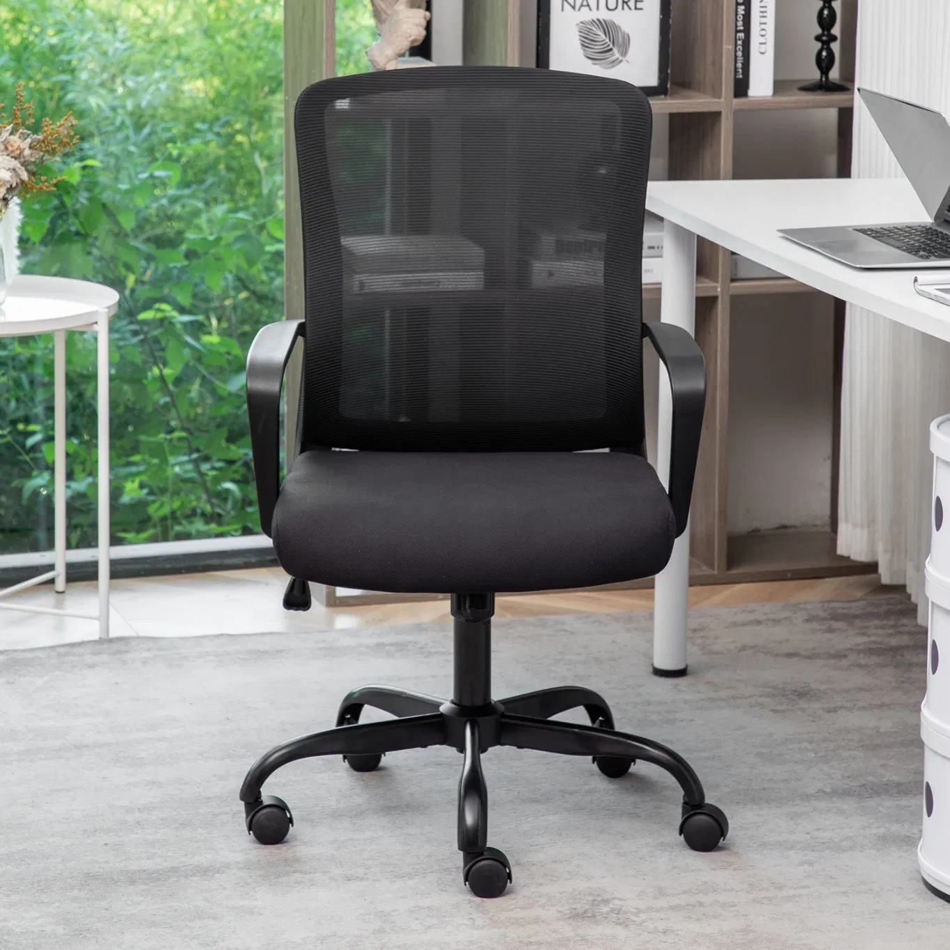 Home Office Chair Ergonomic Desk with Lumbar Support Armrests MID-Back Mesh Computer Executive Adjustable Rolling Swivel Task (Black)