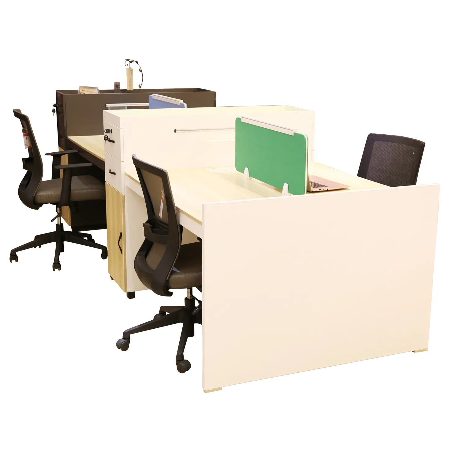 4 Person Open Wooden Modular Straight Workstation Office Partition (H70-0264)