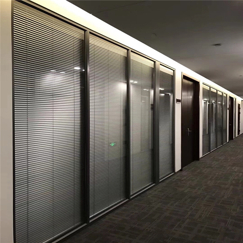 Soundproof Double Glazed Framed Glass Wall System Glass Office Partition Clear Glass Partition for Commercial Building