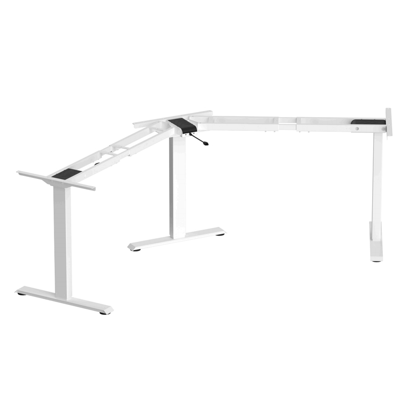 Hz Three Motor Electric L-Shaped Foldable Height Adjustable Standing Desk Frame with 3-Leg Support