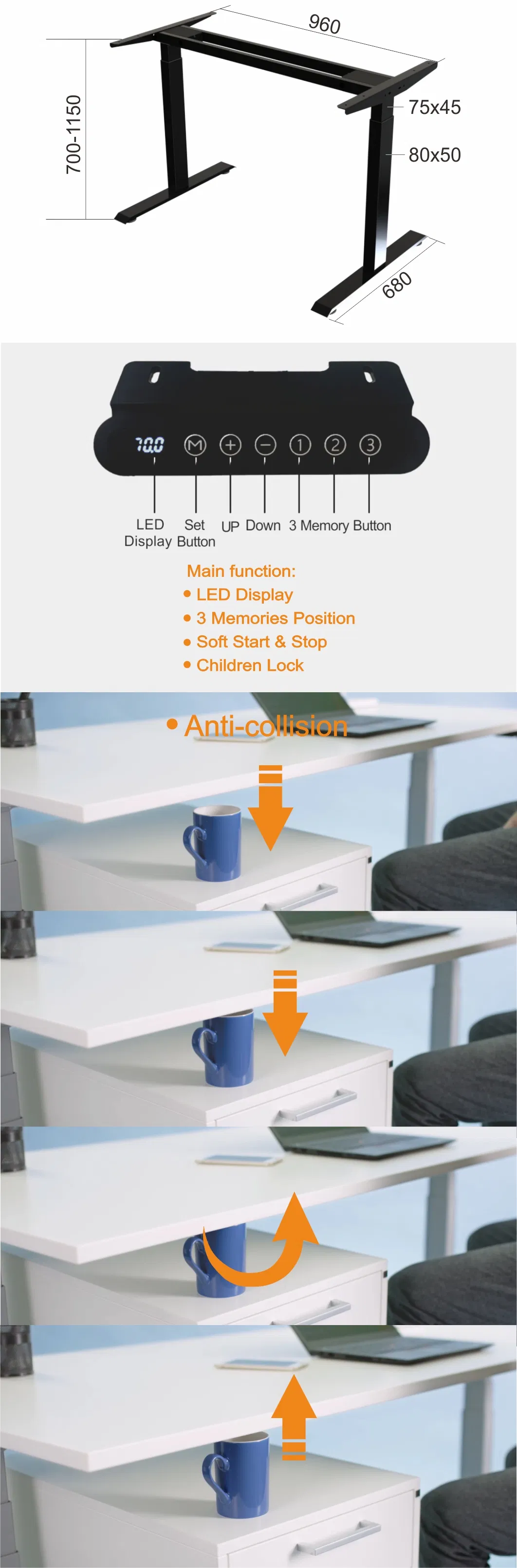 Ergonomic Desk Detail View