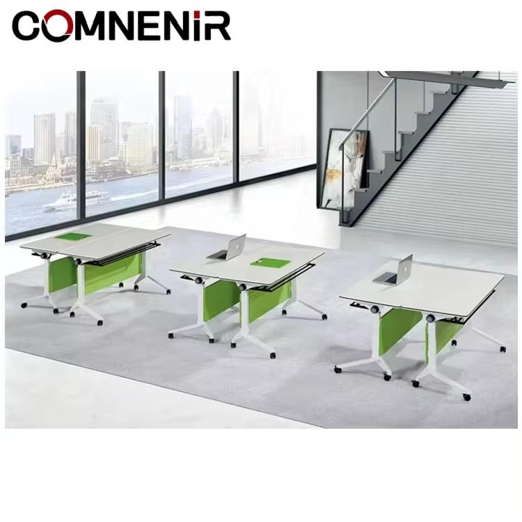Adjustable Student School Room Computer Desk Flip Top Movable Foldable Table Wheels Training Meeting Conference Study Office