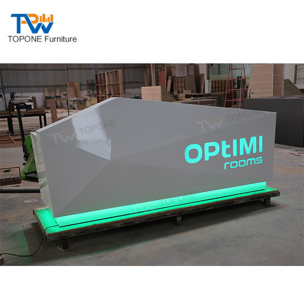Customized Modern High Quality LED Front Gym Hotel Dental Clinic Front Reception Desks for Beauty Salon Office Furniture